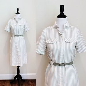 Vtg 80s 90s KC Petites Retro Pastel Striped Dress